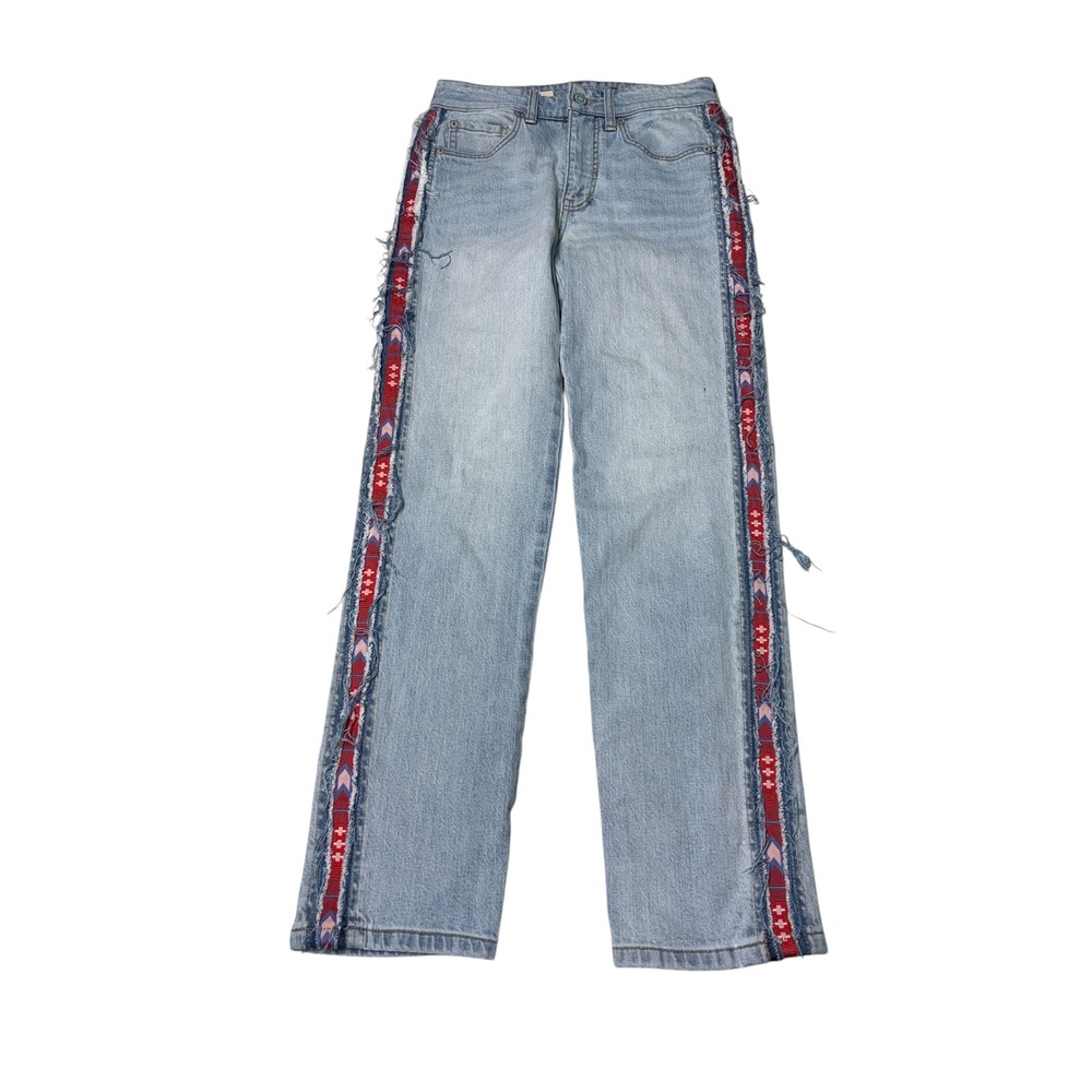 Pilcro The Vintage Straight Jeans Light Wash Southwestern Side Stripe Womens 25‎